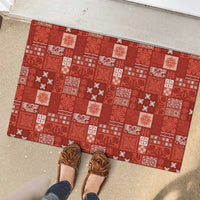 Vintage Hawaiian Quilting Patterns Rubber Doormat Red Style Tribal Fabric Patchwork - Polynesian Pride