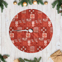 Vintage Hawaiian Quilting Patterns Tree Skirt Red Style Tribal Fabric Patchwork - Polynesian Pride