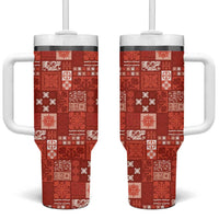 Vintage Hawaiian Quilting Patterns Tumbler With Handle Red Style Tribal Fabric Patchwork - Polynesian Pride