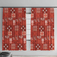 Vintage Hawaiian Quilting Patterns Window Curtain Red Style Tribal Fabric Patchwork - Polynesian Pride