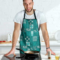 Vintage Hawaiian Quilting Patterns Apron Turquoise Style Tribal Fabric Patchwork - Polynesian Pride