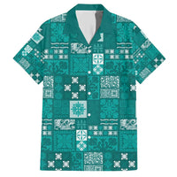 Vintage Hawaiian Quilting Patterns Family Matching Short Sleeve Bodycon Dress and Hawaiian Shirt Turquoise Style Tribal Fabric Patchwork LT9 Dad's Shirt - Short Sleeve Turquoise - Polynesian Pride