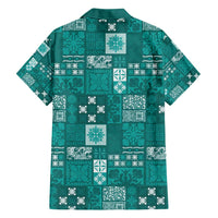 Vintage Hawaiian Quilting Patterns Family Matching Summer Maxi Dress and Hawaiian Shirt Turquoise Style Tribal Fabric Patchwork LT9 - Polynesian Pride