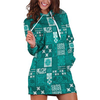 Vintage Hawaiian Quilting Patterns Hoodie Dress Turquoise Style Tribal Fabric Patchwork - Polynesian Pride