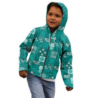 Vintage Hawaiian Quilting Patterns Kid Hoodie Turquoise Style Tribal Fabric Patchwork - Polynesian Pride