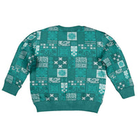 Vintage Hawaiian Quilting Patterns Kid Ugly Christmas Sweater Turquoise Style Tribal Fabric Patchwork - Polynesian Pride