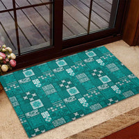Vintage Hawaiian Quilting Patterns Rubber Doormat Turquoise Style Tribal Fabric Patchwork - Polynesian Pride