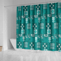 Vintage Hawaiian Quilting Patterns Shower Curtain Turquoise Style Tribal Fabric Patchwork - Polynesian Pride