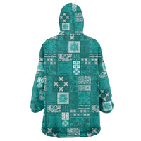 Vintage Hawaiian Quilting Patterns Wearable Blanket Hoodie Turquoise Style Tribal Fabric Patchwork - Polynesian Pride