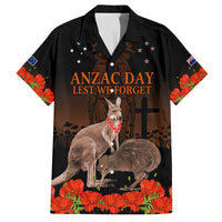 Kangaroo and Kiwi Bird ANZAC Day Custom Family Matching Off Shoulder Short Dress and Hawaiian Shirt Soldier Style LT9 Dad's Shirt - Short Sleeve Black - Polynesian Pride