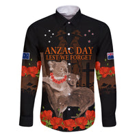Koala and Kiwi Bird ANZAC Day Custom Family Matching Summer Maxi Dress and Hawaiian Shirt Soldier Style LT9 Dad's Shirt - Long Sleeve Black - Polynesian Pride