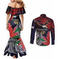 American Samoa Bald Eagle Personalized Couples Matching Mermaid Dress and Long Sleeve Button Shirt Samoa Muamua Le Atua