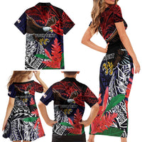 American Samoa Bald Eagle Personalized Family Matching Short Sleeve Bodycon Dress and Hawaiian Shirt Samoa Muamua Le Atua