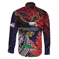 American Samoa Bald Eagle Personalized Family Matching Short Sleeve Bodycon Dress and Hawaiian Shirt Samoa Muamua Le Atua