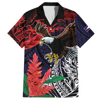 American Samoa Bald Eagle Personalized Hawaiian Shirt Samoa Muamua Le Atua LT9 Blue - Polynesian Pride