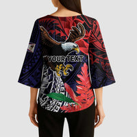 American Samoa Bald Eagle Personalized Kimono Sleeve Blouse Samoa Muamua Le Atua - Polynesian Pride
