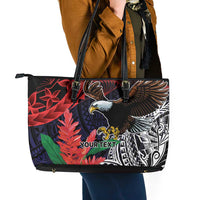 American Samoa Bald Eagle Personalized Leather Tote Bag Samoa Muamua Le Atua LT9 - Polynesian Pride