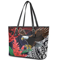 American Samoa Bald Eagle Personalized Leather Tote Bag Samoa Muamua Le Atua LT9 - Polynesian Pride