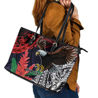 American Samoa Bald Eagle Personalized Leather Tote Bag Samoa Muamua Le Atua LT9 - Polynesian Pride