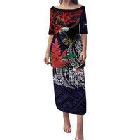 American Samoa Bald Eagle Personalized Puletasi Samoa Muamua Le Atua LT9 Long Dress Blue - Polynesian Pride