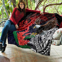 American Samoa Bald Eagle Personalized Quilt Samoa Muamua Le Atua