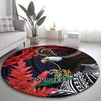 American Samoa Bald Eagle Personalized Round Carpet Samoa Muamua Le Atua