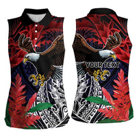 American Samoa Bald Eagle Personalized Women Sleeveless Polo Shirt Samoa Muamua Le Atua