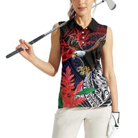 American Samoa Bald Eagle Personalized Women Sleeveless Polo Shirt Samoa Muamua Le Atua