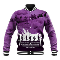 Anzac Day Gallipoli Personalised Baseball Jacket Purple Poppy Flowers
