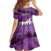 Anzac Day Gallipoli Personalised Family Matching Long Sleeve Bodycon Dress and Hawaiian Shirt Purple Poppy Flowers