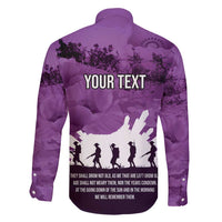 Anzac Day Gallipoli Personalised Family Matching Long Sleeve Bodycon Dress and Hawaiian Shirt Purple Poppy Flowers