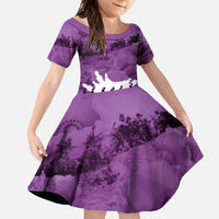 Anzac Day Gallipoli Personalised Family Matching Off Shoulder Maxi Dress and Hawaiian Shirt Purple Poppy Flowers
