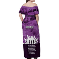 Anzac Day Gallipoli Personalised Family Matching Off Shoulder Maxi Dress and Hawaiian Shirt Purple Poppy Flowers