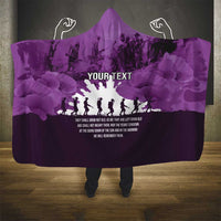 Anzac Day Gallipoli Personalised Hooded Blanket Purple Poppy Flowers