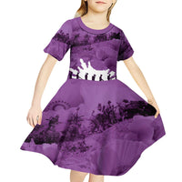 Anzac Day Gallipoli Personalised Kid Short Sleeve Dress Purple Poppy Flowers