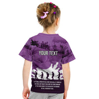 Anzac Day Gallipoli Personalised Kid T Shirt Purple Poppy Flowers