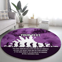 Anzac Day Gallipoli Personalised Round Carpet Purple Poppy Flowers