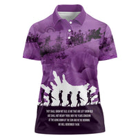 Anzac Day Gallipoli Personalised Women Polo Shirt Purple Poppy Flowers
