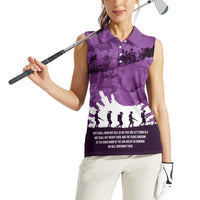 Anzac Day Gallipoli Personalised Women Sleeveless Polo Shirt Purple Poppy Flowers