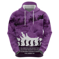 Anzac Day Gallipoli Personalised Zip Hoodie Purple Poppy Flowers