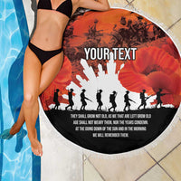 Anzac Day Gallipoli Personalised Beach Blanket Red Poppy Flowers