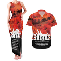 Anzac Day Gallipoli Personalised Couples Matching Tank Maxi Dress and Hawaiian Shirt Red Poppy Flowers