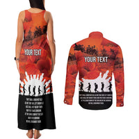 Anzac Day Gallipoli Personalised Couples Matching Tank Maxi Dress and Long Sleeve Button Shirt Red Poppy Flowers