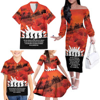 Anzac Day Gallipoli Personalised Family Matching Off The Shoulder Long Sleeve Dress and Hawaiian Shirt Red Poppy Flowers
