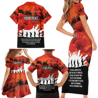 Anzac Day Gallipoli Personalised Family Matching Short Sleeve Bodycon Dress and Hawaiian Shirt Red Poppy Flowers