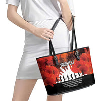 Anzac Day Gallipoli Personalised Leather Tote Bag Red Poppy Flowers