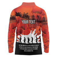 Anzac Day Gallipoli Personalised Long Sleeve Polo Shirt Red Poppy Flowers