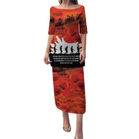 Anzac Day Gallipoli Personalised Puletasi Red Poppy Flowers LT9 Long Dress Red - Polynesian Pride
