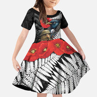 Kiwi-Tui Bird Soldier ANZAC Day Personalised Family Matching Mermaid Dress and Hawaiian Shirt Maori Silver Fern Motif