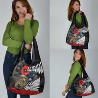 Kiwi-Tui Bird Soldier ANZAC Day Personalised Grocery Bag Maori Silver Fern Motif